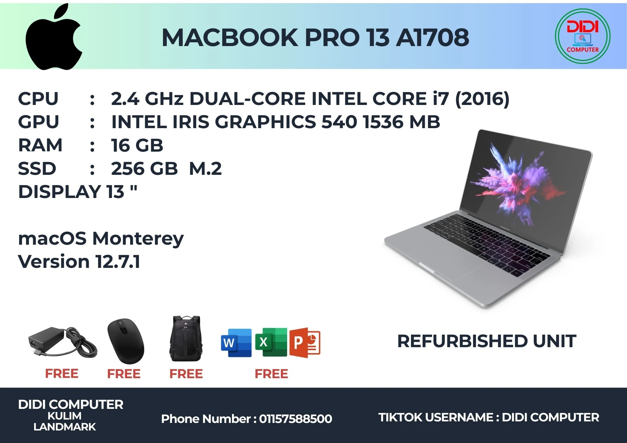 MACBOOK PRO 13 A1708